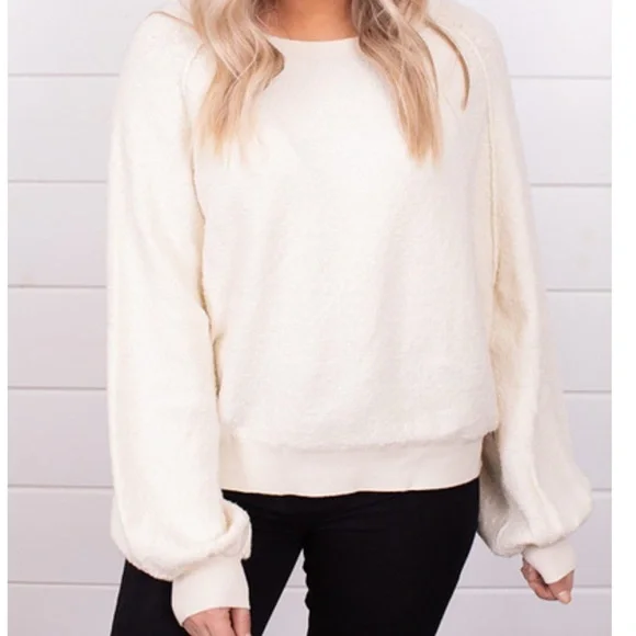 Free People Found My Friend Pullover cream off white long sleeve‎ size small - Picture 2 of 13